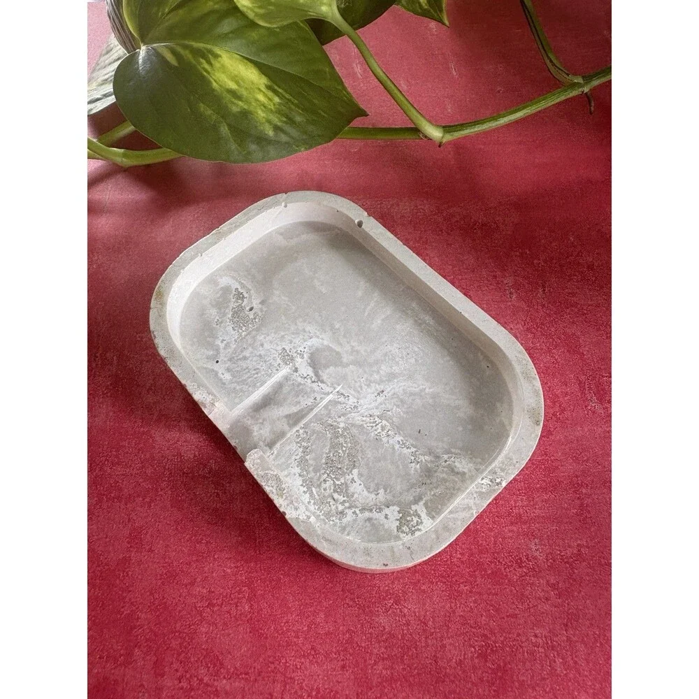 Handmade Soap Dish Cement Soap Holder Bathroom Kitchen Self Draining